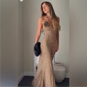 Zara Tan Polka Dot Dress